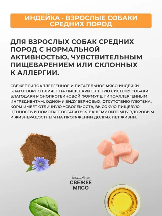 Сухой корм PREMIER для собак, средние, индейка, 20 кг, фото 2