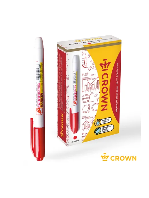 Маркер для белых досок Crown "Multi Board Slim" зеленый, пу, белый, фото 4