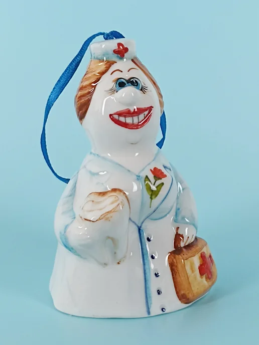 Ceramic Fauna Фарфоровый колокольчик Зубной врач, ёлочная игрушка, черный, фото 4