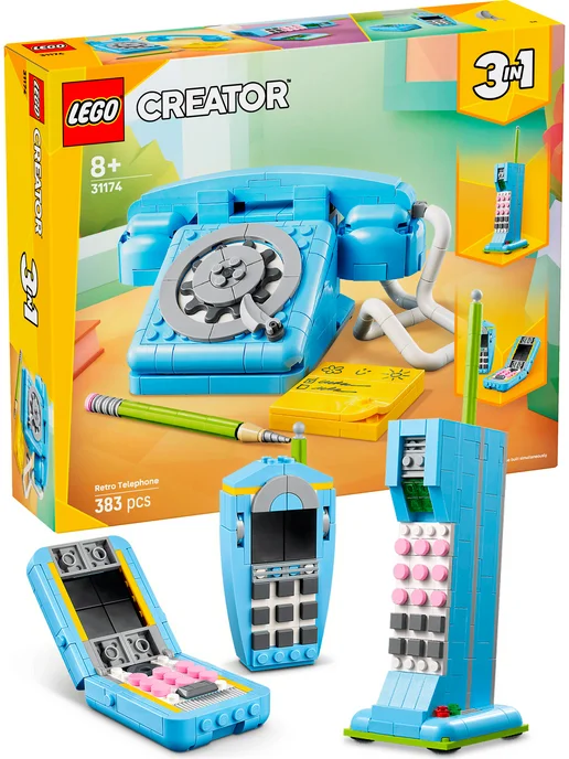 LEGO Конструктор Creator 31174 Ретро-Телефон 3в1, голубой