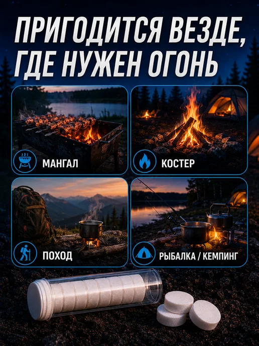 Сухое горючее в тубусе - 40 таблеток для розжига (4 тубы), вариант, фото 7