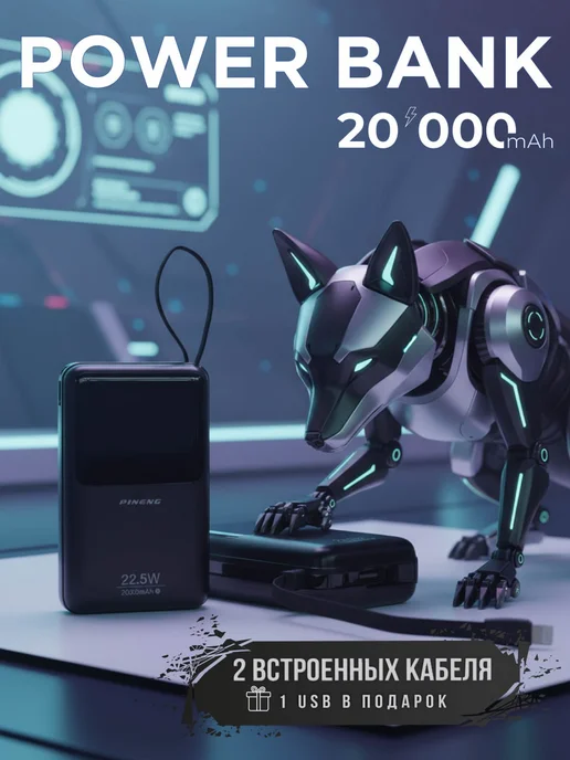 PINENG PRO Повербанк для зарядки смартфона 20000mAh, 20000 мАч, фото 6