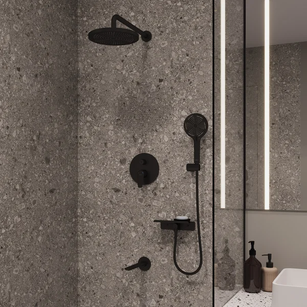 Фото товара на маркетплейсе wildberries Душевая система с тропическим и ручным душем, изливом