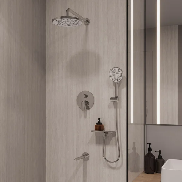 Фото товара на маркетплейсе wildberries Встраиваемая душевая система с тропическим душем и изливом