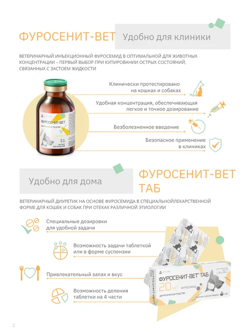Nita-Farm Фуросенит-вет ТАБ 8 мг диуретическое средство, 20 таблеток, 50, фото 3