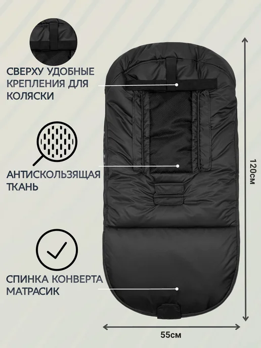 Buggykids Конверт в коляску зимний, муфта для ног, черный, фото 2