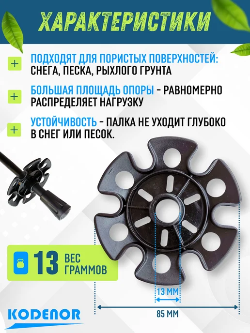 KODENOR Кольца ограничительные CORDENO для скандинавских палок, черный, фото 2