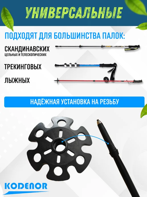 KODENOR Кольца ограничительные CORDENO для скандинавских палок, черный, фото 5