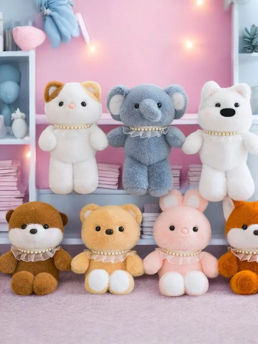 Toy palace Мягкая игрушка Зайчонок с бусами 25 см, розовый, фото 3