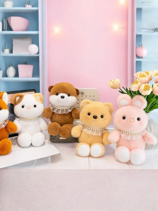 Toy palace Мягкая игрушка Зайчонок с бусами 25 см, розовый, фото 4