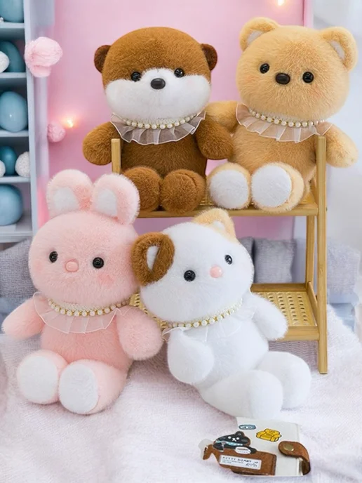 Toy palace Мягкая игрушка Зайчонок с бусами 25 см, розовый, фото 5