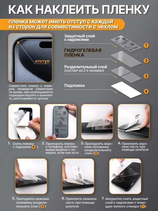 OKCase Защитная гидрогелевая пленка на экран TECNO CAMON 40 Pro 5G, 5 г, фото 2