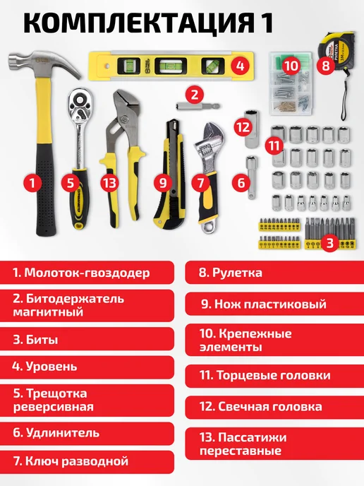 грандмастер Набор инструментов для дома профессиональный 168 предметов, вариант, фото 2