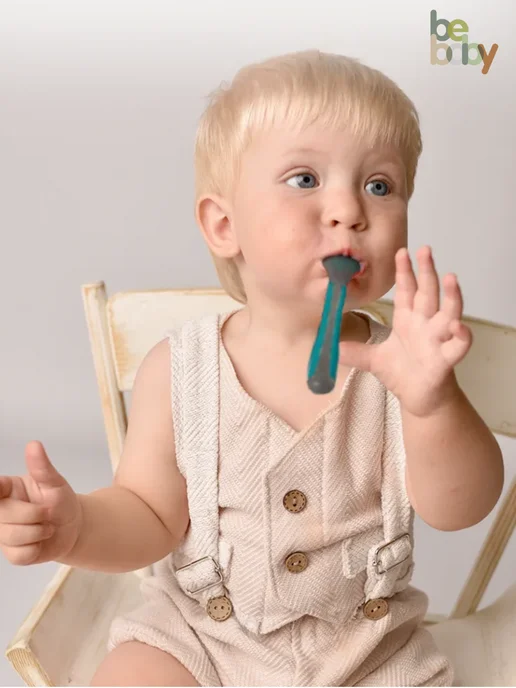 Be baby Ложечка для прикорма обучающая 4+ мес, голубой, фото 6