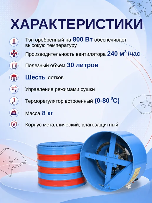ЭЛВИН Сушилка овощей и фруктов СУ-1, голубой, фото 3
