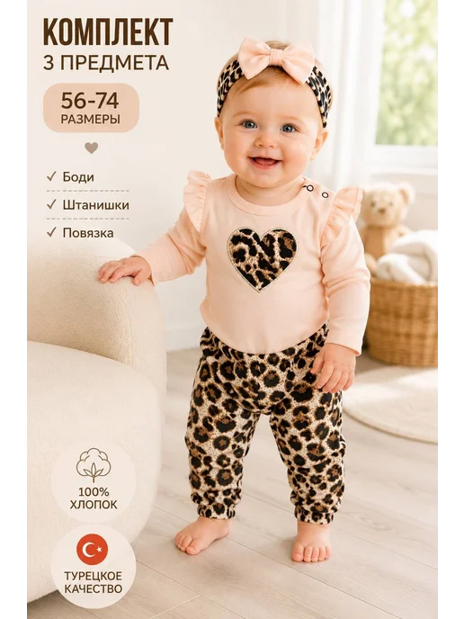 Murat Baby Collection Нарядный комплект костюм боди для новорожденных, розовый, фото 3