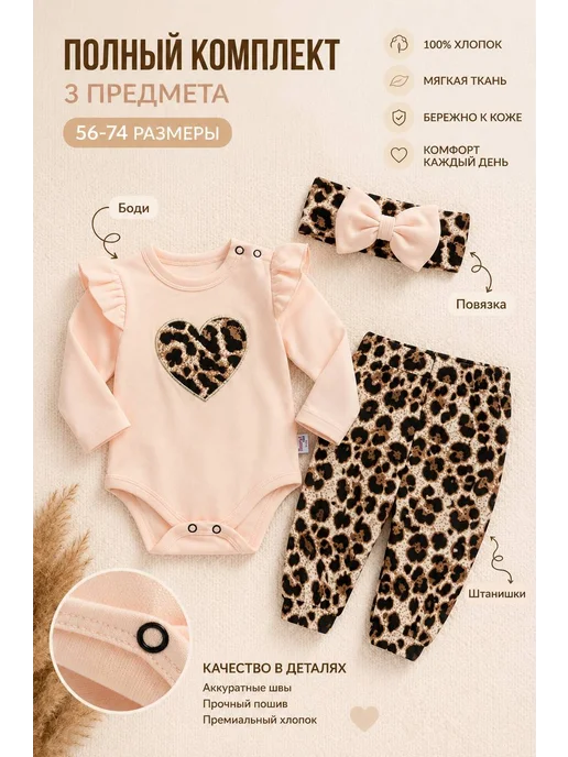 Murat Baby Collection Нарядный комплект костюм боди для новорожденных, розовый, фото 4