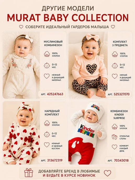 Murat Baby Collection Нарядный комплект костюм боди для новорожденных, розовый, фото 8