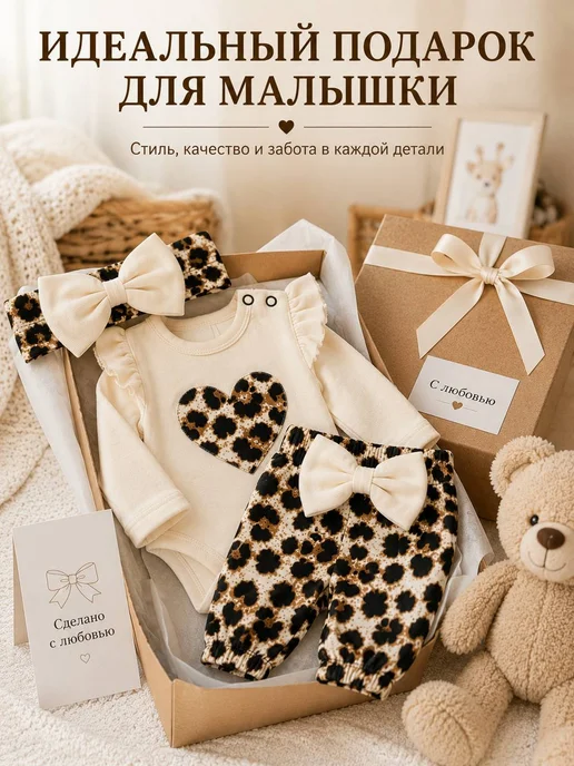 Murat Baby Collection Летний комплект костюм с боди для новорожденных на выписку, бежевый, фото 2