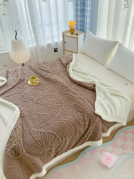 ikea-home Плед двухслойный с бабочками, 200х230 см, 200x230 см, фото 4