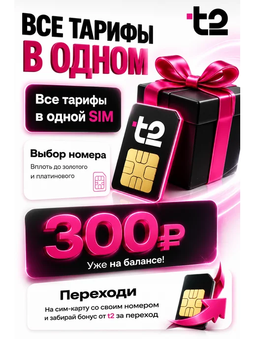 Сим карта с безлимитным интернетом Т2 Баланс 300
