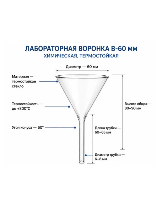 Воронка лабораторная химическая для школы кабинета химии, вариант, фото 2