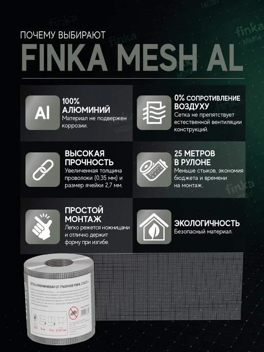Сетка алюминиевая от грызунов Finka Mesh Al, 0,15x25m, 0 15x25m, фото 2