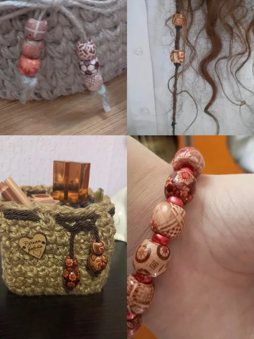 MIMICHE Бусины деревянные набор для творчества и рукоделия, красный, фото 7