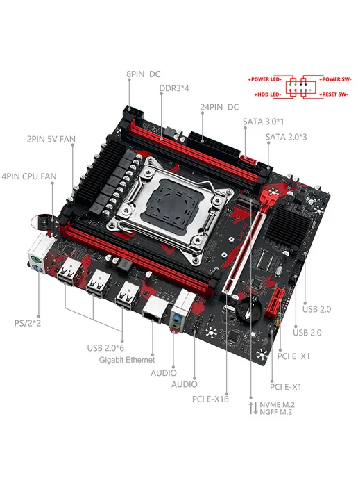 Machinst Материнская плата MACHINIST X79-S7 DDR3 LGA 2011 Micro-ATX, вариант, фото 3