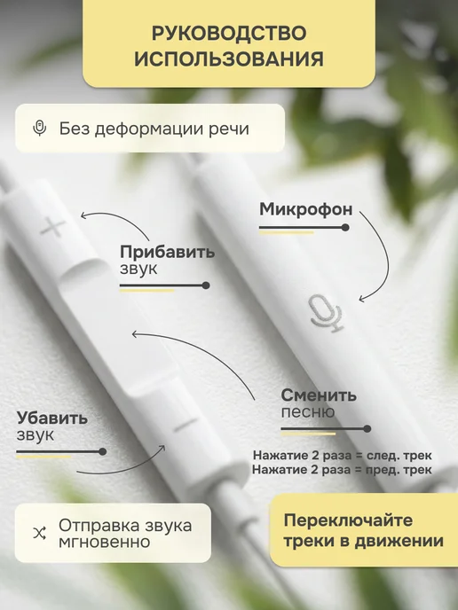 Pushbox Наушники проводные для телефона iPhone и Android Type-C, белый, фото 6