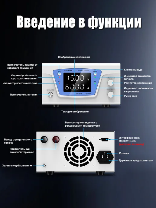 Wanptek Высокомощный источник питания 0-15B 0-60A KP1560D, вариант, фото 4