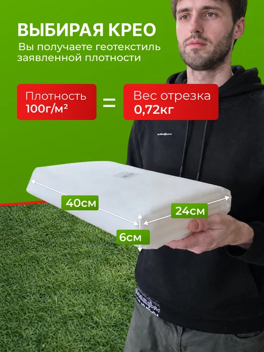 КРЕО Спанбонд белый 100 0,8*10м укрывной на зиму, 10 м, фото 2