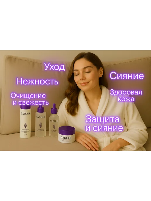 набор косметика Подарочный Набор по уходу за кожей лица, фиолетовый, фото 3