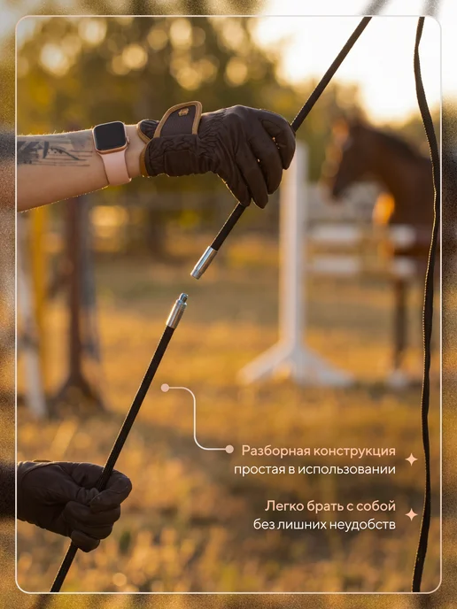 TAYA equestrianism Бич для конного спорта, шамбарьер 200 см, черный, фото 5