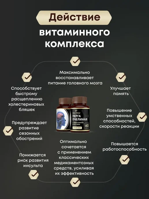 Сила Пчелы Перга пчелиная и трутневый гомогенат для костей и мозга, вариант, фото 2