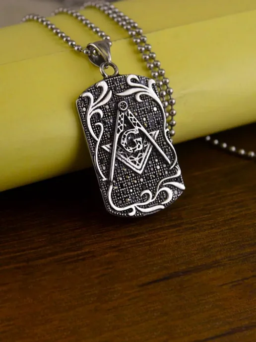LAWE Кулон на шею с цепочкой Masonic Symbol 60 см, серый, фото 2