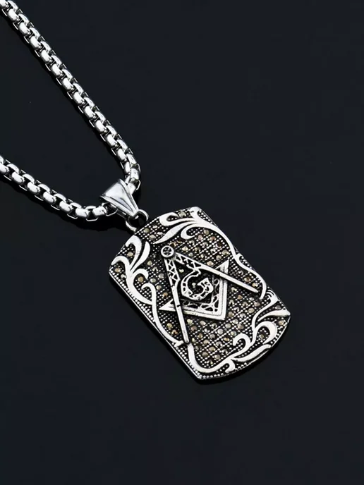 LAWE Кулон на шею с цепочкой Masonic Symbol 60 см, серый, фото 7
