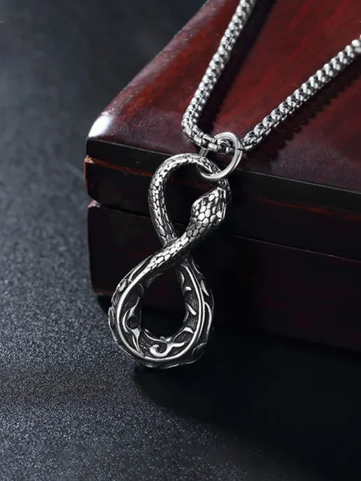 LAWE Кулон на шею без цепочки Snake Infinity 40 мм, черный, фото 3