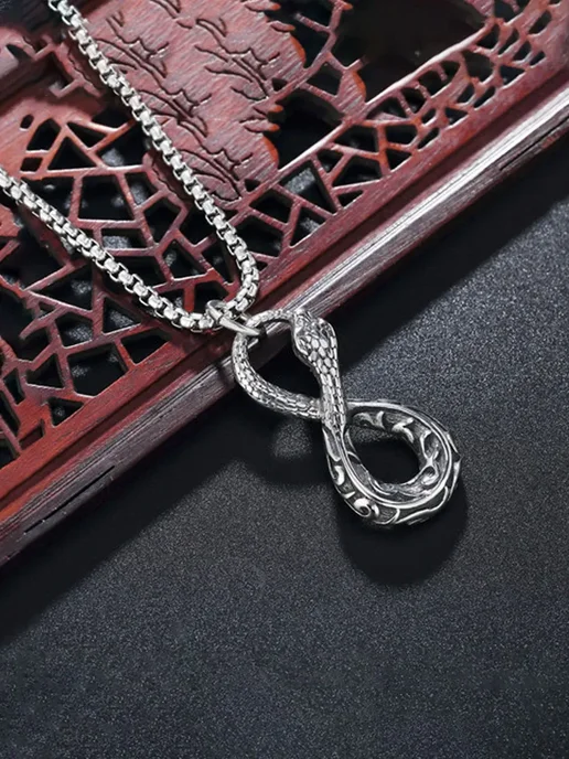 LAWE Кулон на шею без цепочки Snake Infinity 40 мм, черный, фото 4