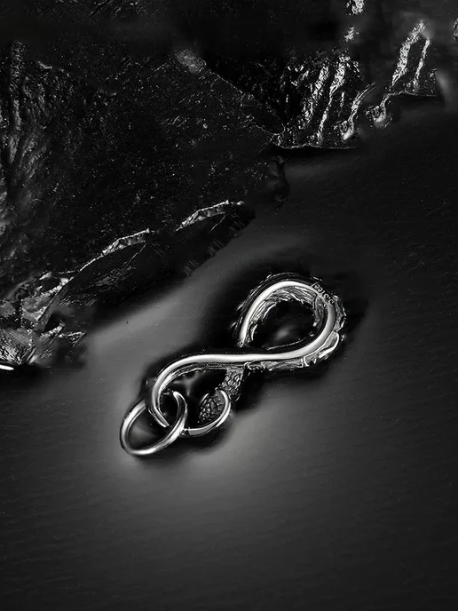 LAWE Кулон на шею без цепочки Snake Infinity 40 мм, черный, фото 5