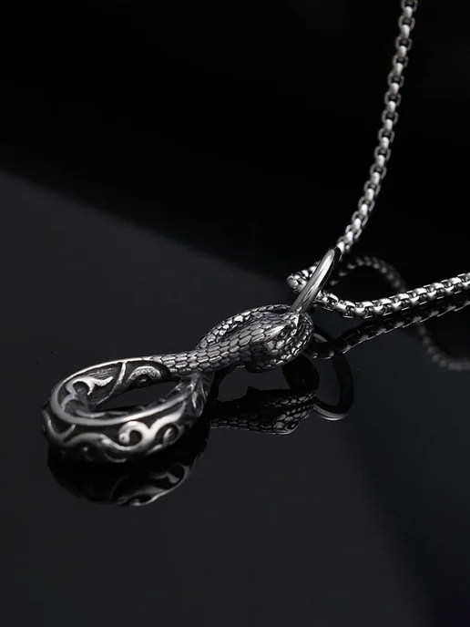LAWE Кулон на шею без цепочки Snake Infinity 40 мм, черный, фото 7
