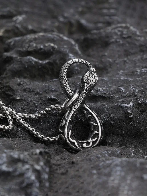 LAWE Кулон на шею без цепочки Snake Infinity 40 мм, черный, фото 8