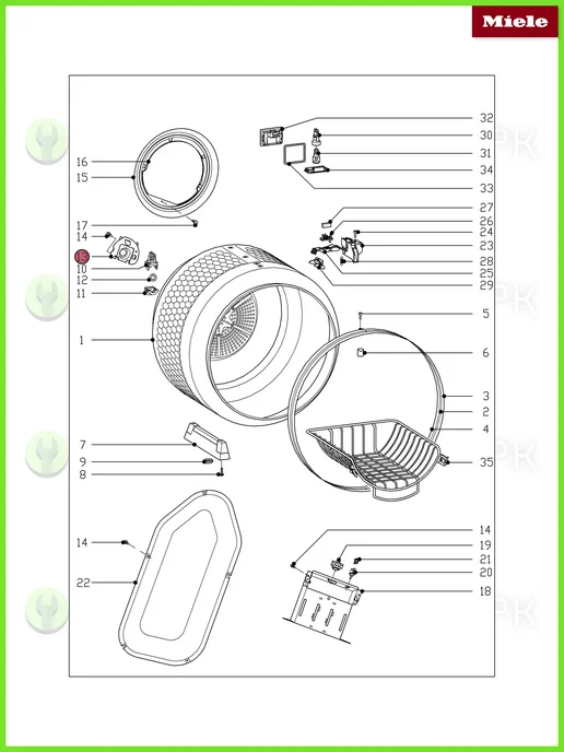 Miele Фиксатор опоры для сушильной машины 10830040, вариант, фото 5