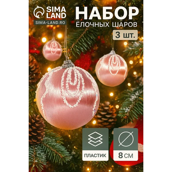 Ёлочные игрушки набор шаров 3 шт