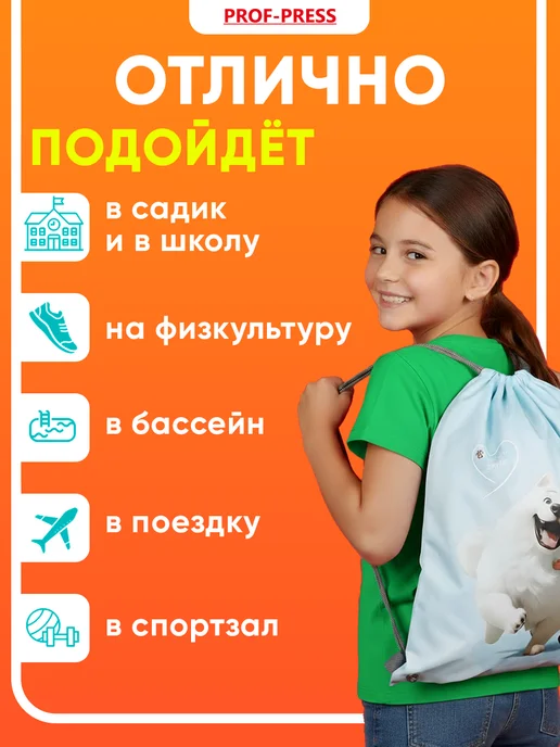 Prof-Press Мешок для сменки сумка для обуви в школу, голубой, фото 4