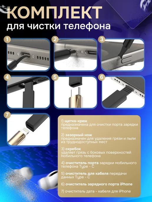 TOVVA Набор для чистки гаджетов и телефонов с подставкой 33 в 1, вариант, фото 3