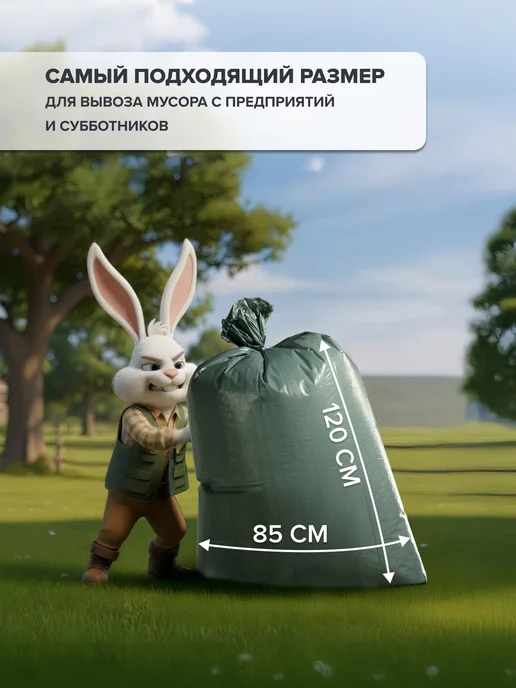 Хозмаркет "Ты дома" Мешки для мусора 240 л прочные большие пакеты 10 шт, 240 л, 10 шт, фото 2