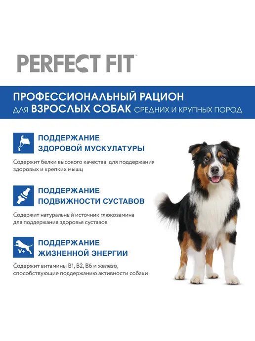 Сухой корм PERFECT FIT для собак, крупные, говядина, 1,4 кг, фото 2