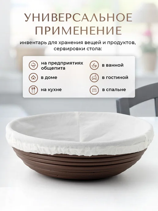 GASTRORAG Корзина расстоечная круглая для хлеба и теста с чехлом 25 см, вариант, фото 4