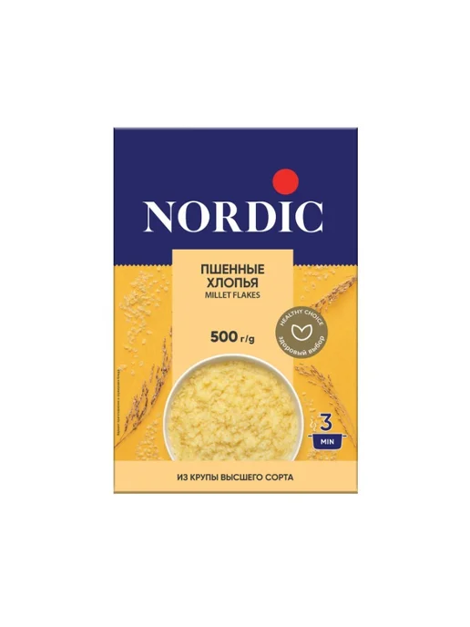Хлопья Nordic Пшенные, 500 г, 6 шт, 500 г, 6 шт, фото 3